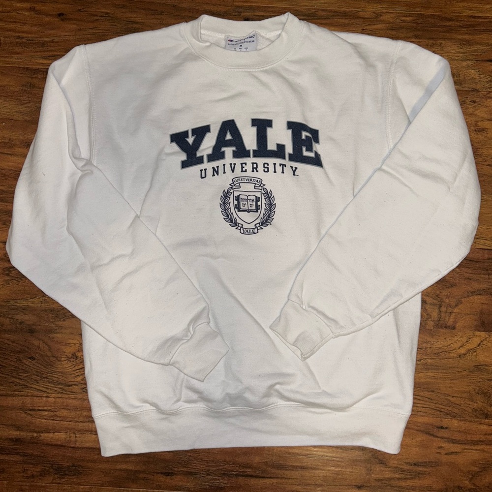 White Champion Yale Crewneck Sweatshirt